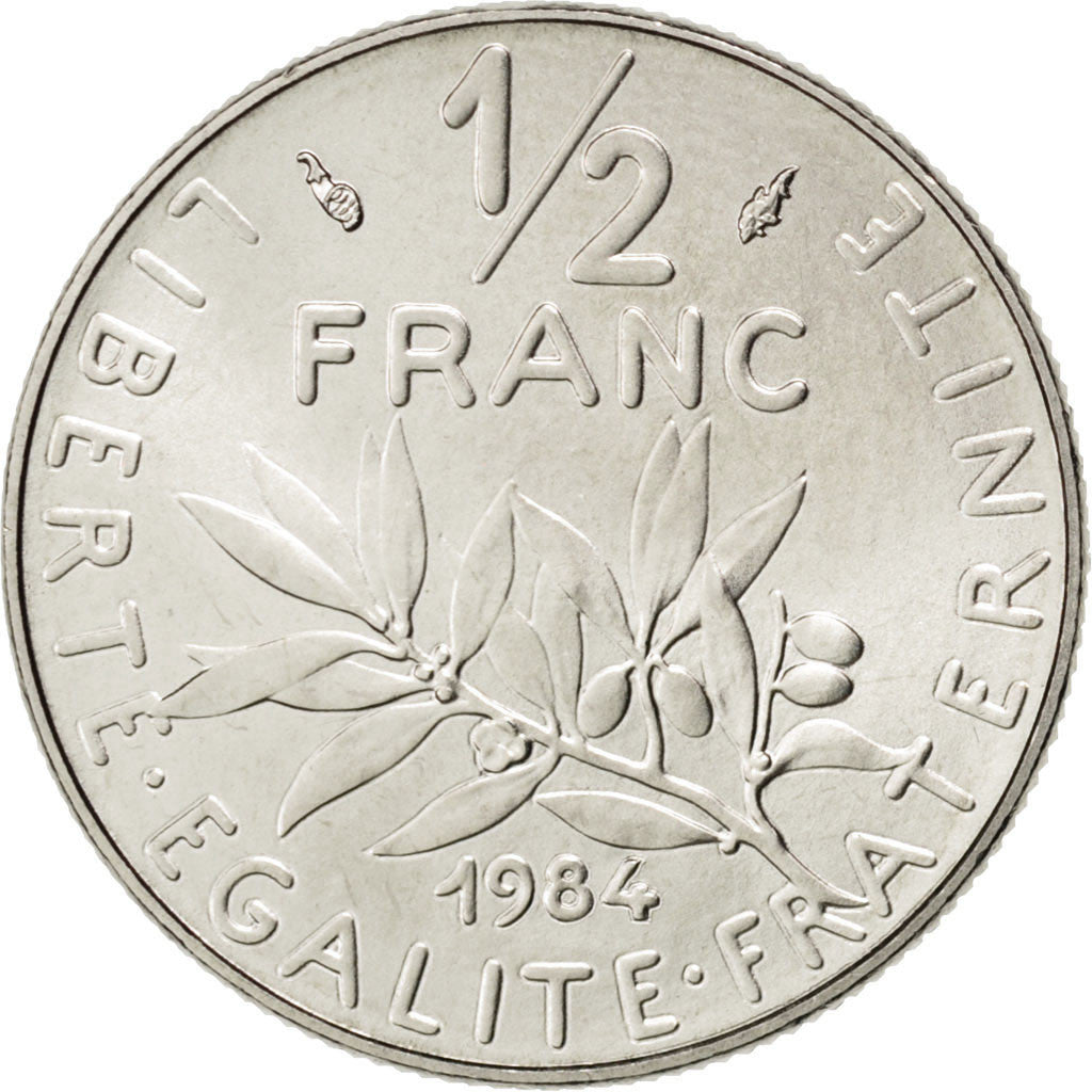 FRANCE, Semeuse, 1/2 Franc, 1984, Paris, KM #931.1, MS(63), Nickel, 19.5,...