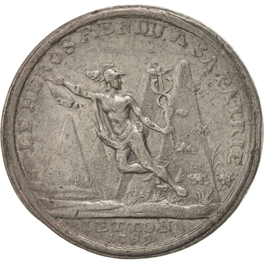 France, Jeton, The French Revolution, 1799, TTB, Tin