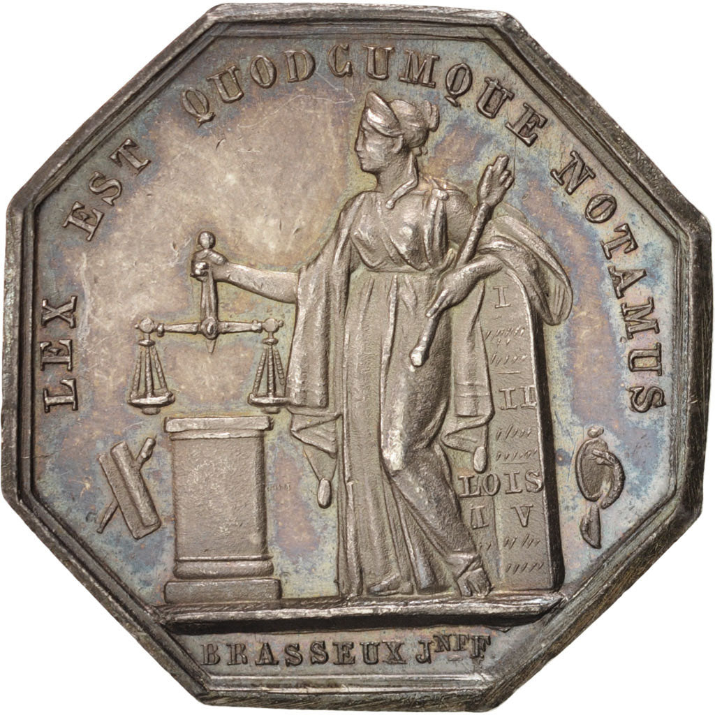 France, Token, Notary, MS(63), Silver, Lerouge:131