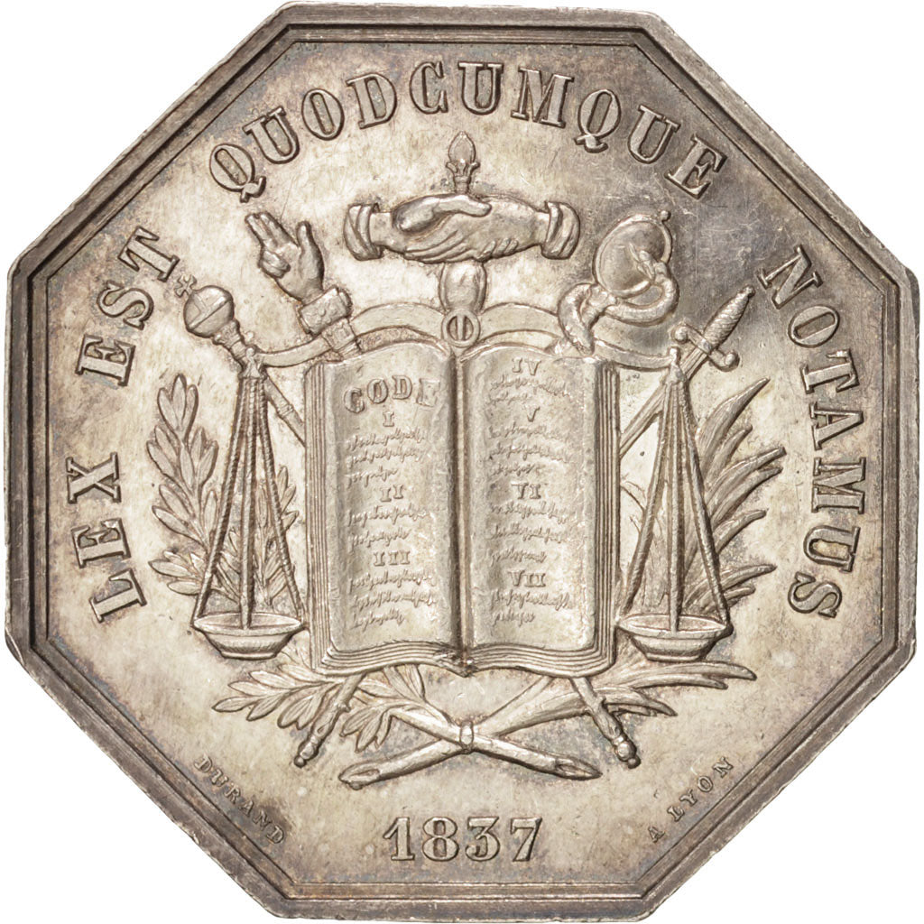 France, Token, Notary, AU(55-58), Silver, Lerouge:435