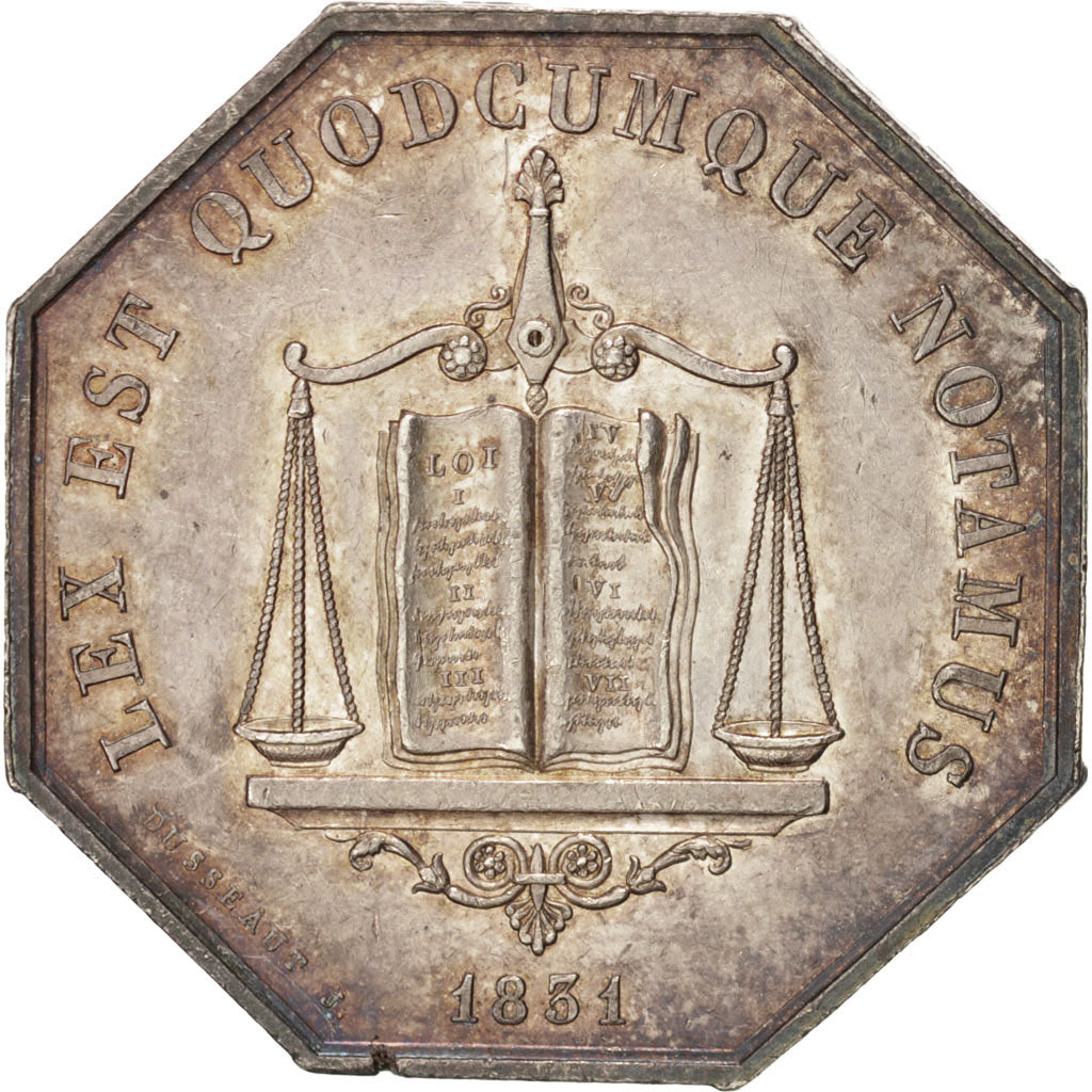 Francja, Token, Notariusz, 1851, MS(60-62), Srebro, Lerouge:112