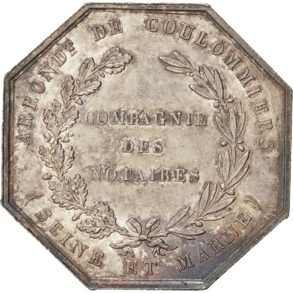 Francja, Token, Notariusz, 1851, MS(60-62), Srebro, Lerouge:112