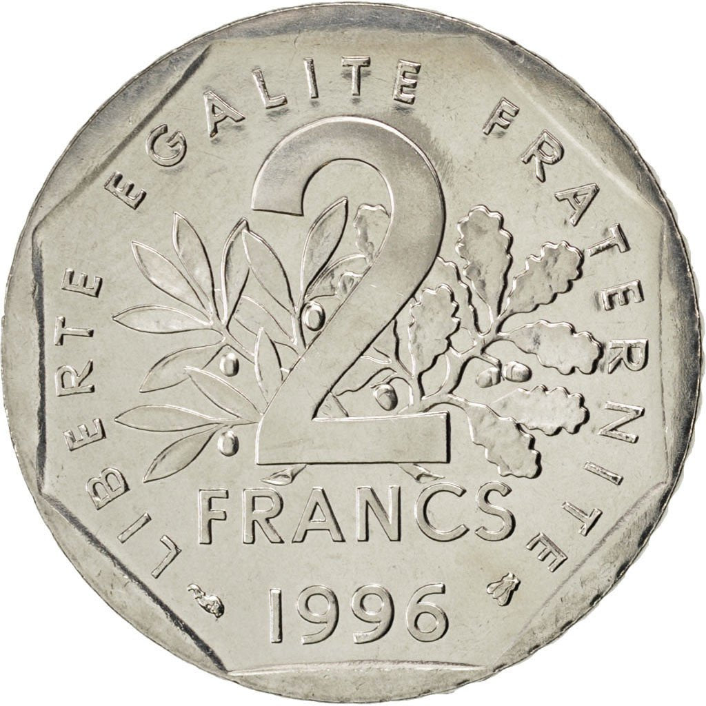 Coin, France, Semeuse, 2 Francs, 1996, MS(63), Nickel, KM:942.2, Gadoury:547