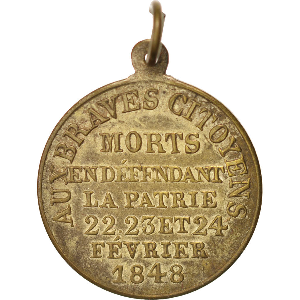 France, Medal, French Second Republic, History, 1848, AU(50-53), Copper