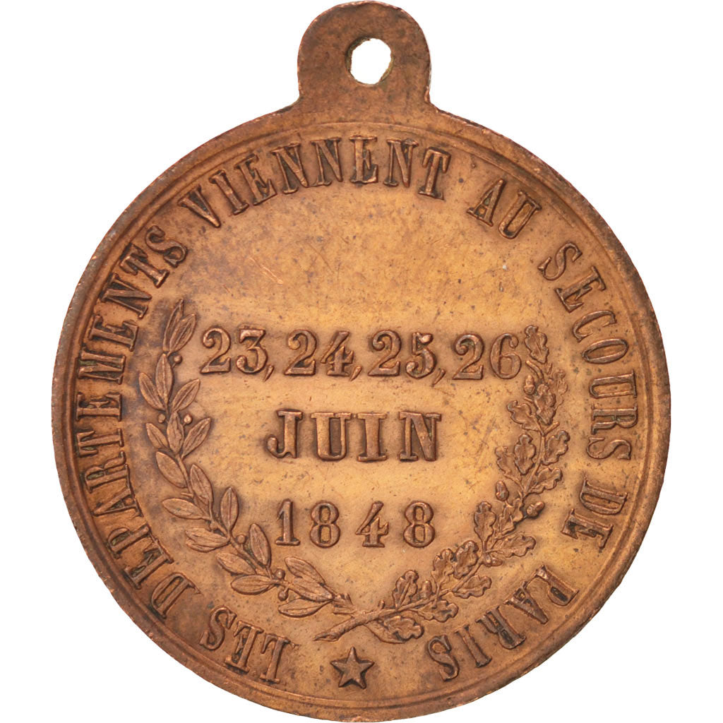 France, Medal, French Second Republic, History, 1848, AU(50-53), Copper
