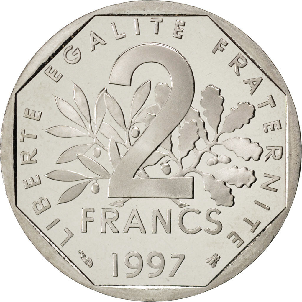 FRANCE, Semeuse, 2 Francs, 1997, KM #942.2, MS(65-70), Nickel, 26.5, Gadoury...