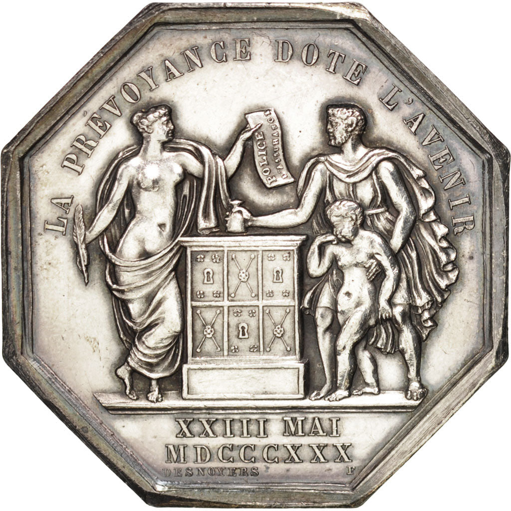 France, Token, Insurance, 1830, AU(55-58), Silver, Gailhouste:442