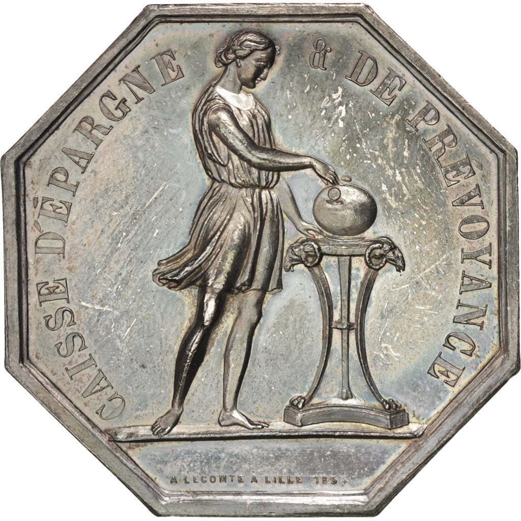 France, Token, Savings Bank, AU(50-53), Silver