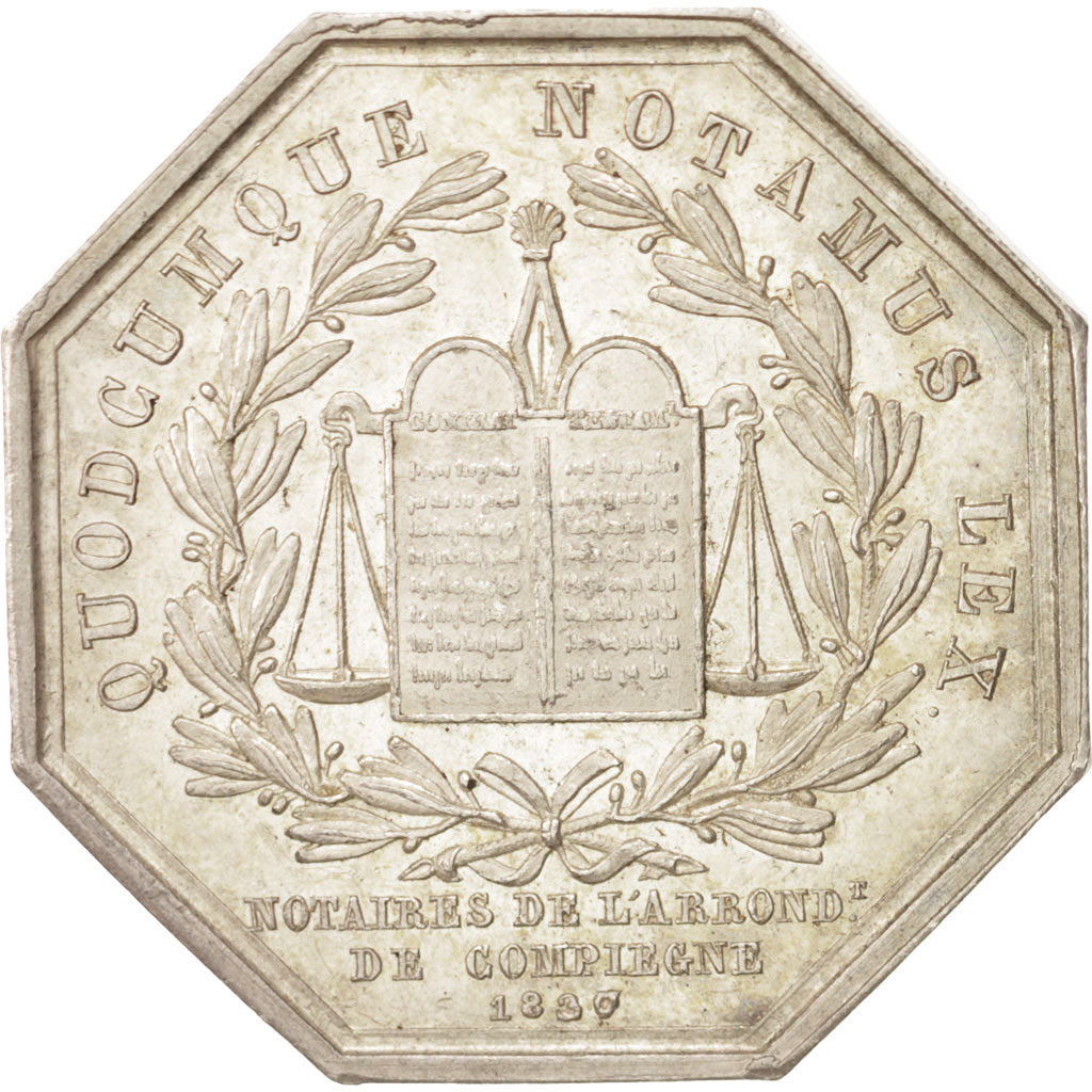 France, Token, Notary, AU(55-58), Silver, Lerouge:104b