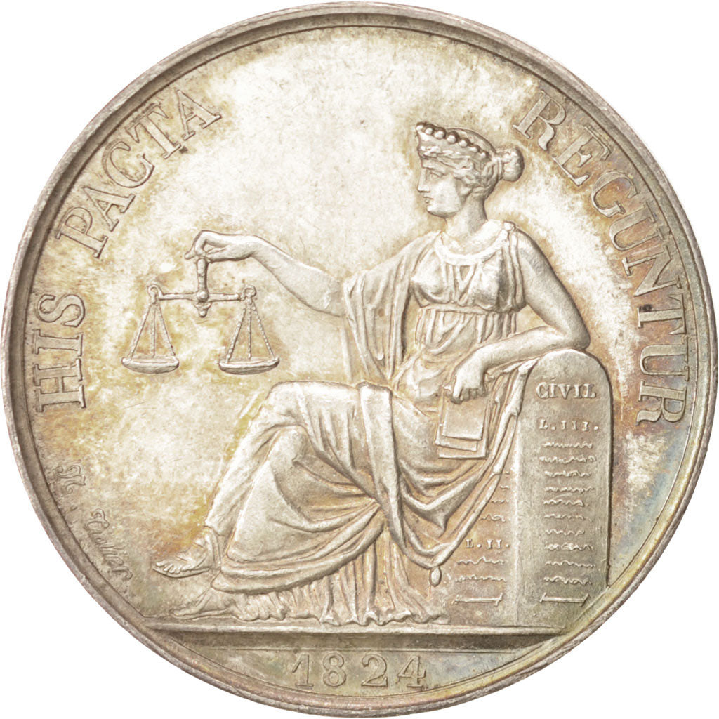 France, Token, Notary, 1824, MS(60-62), Silver, Lerouge:343