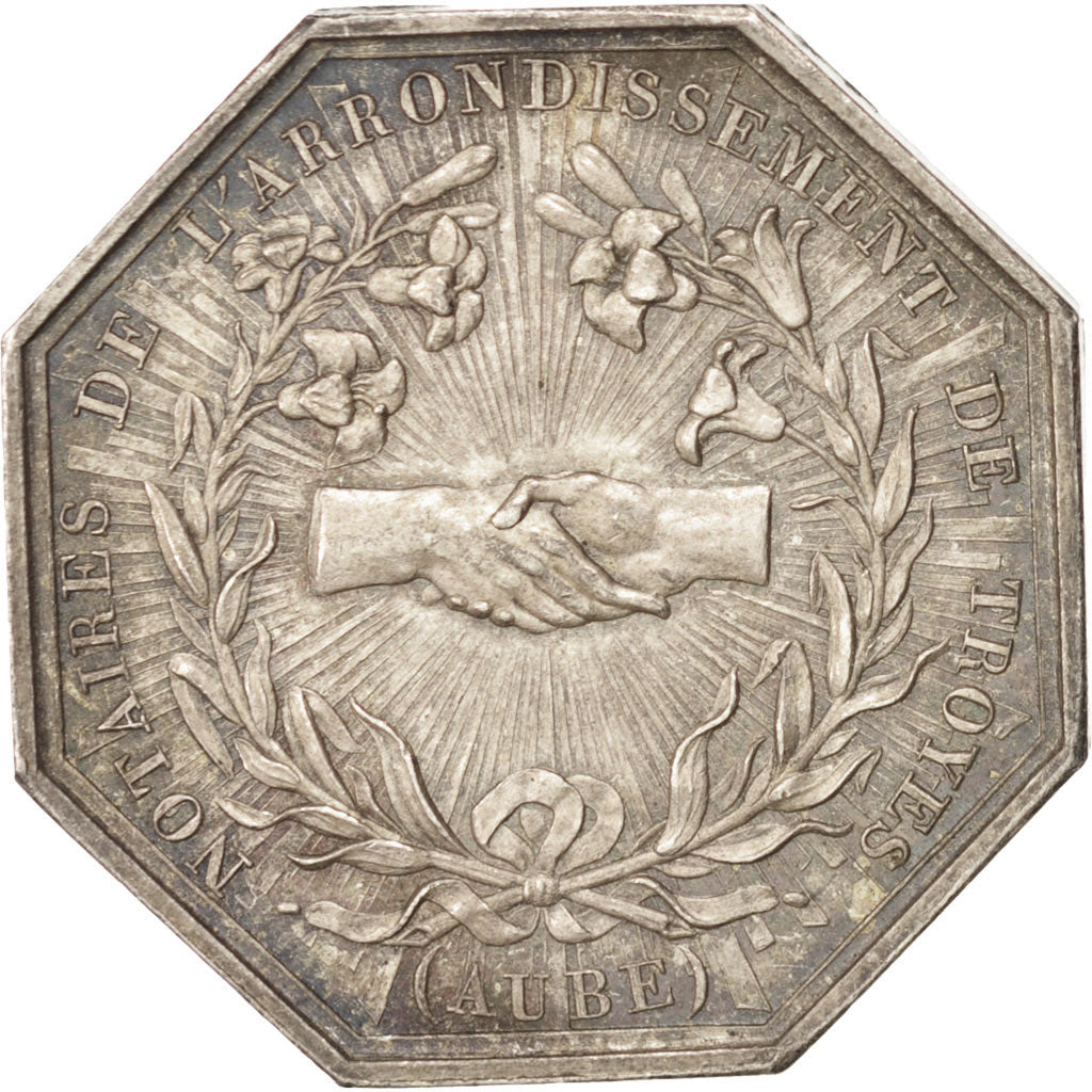 France, Notary, Token, 1825, AU(50-53), Barre, Silver, 30, 12.90