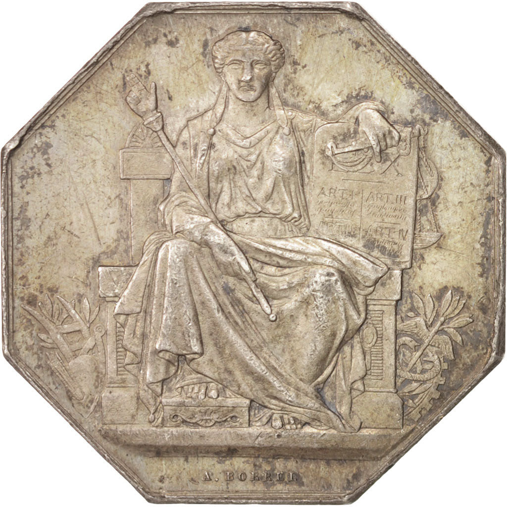 France, Token, Notary, Borrel, AU(50-53), Silver, Lerouge:226a