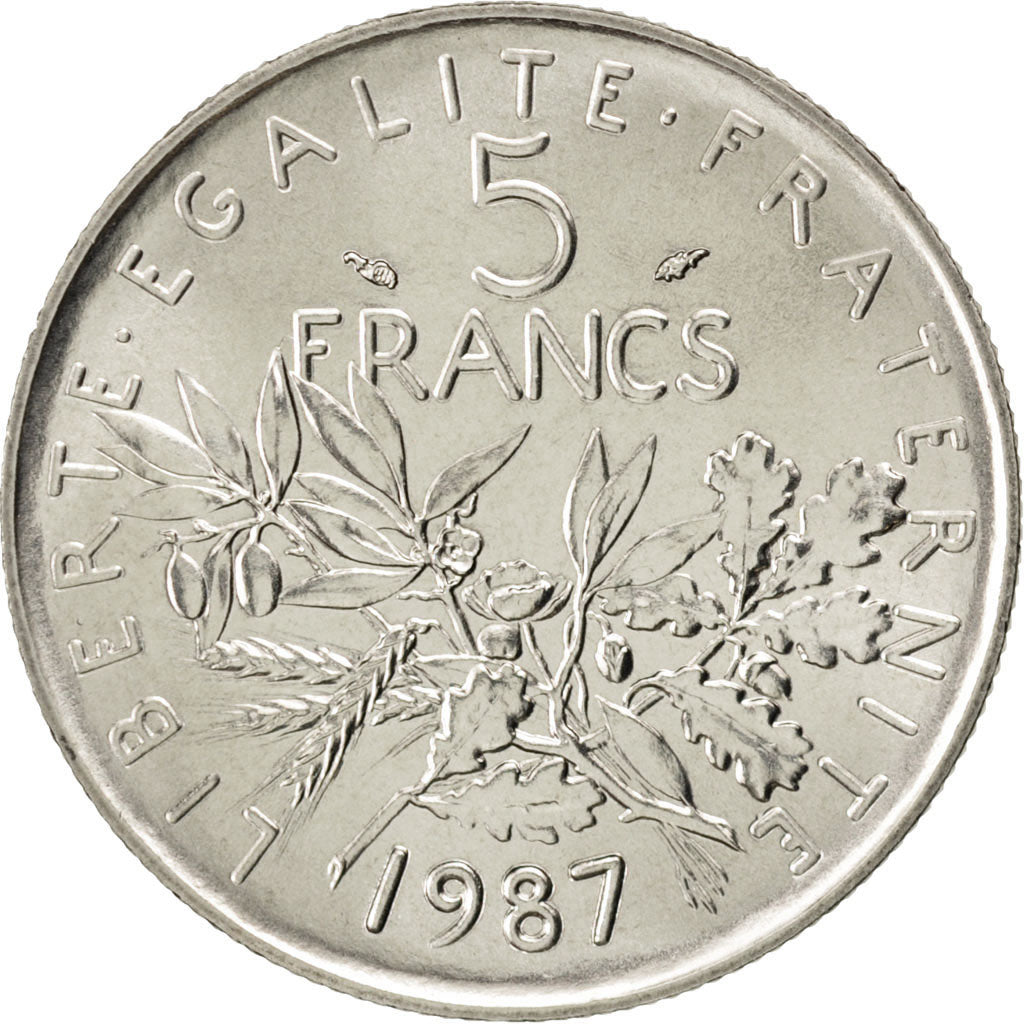 Coin, France, Semeuse, 5 Francs, 1987, MS(63), Nickel Clad Copper-Nickel