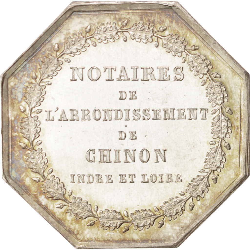 France, Token, Notary, Caqué, MS(60-62), Silver, Lerouge:92
