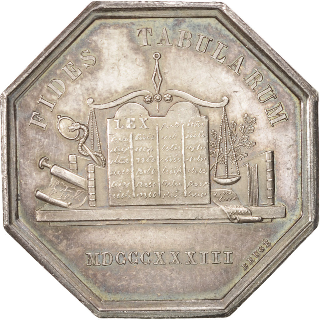 France, Token, Notary, 1833, AU(55-58), Silver, Lerouge:121