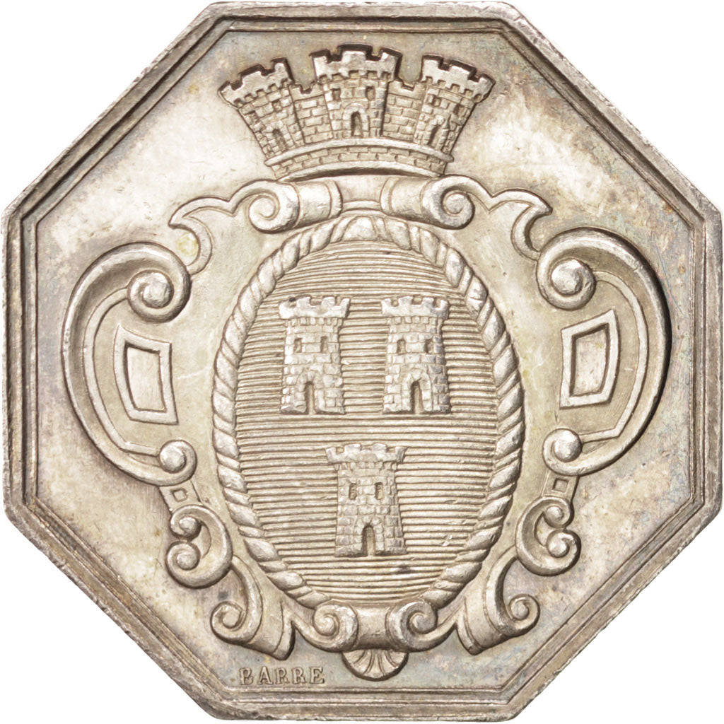 France, Token, Notary, Barre, AU(55-58), Silver, Lerouge:405