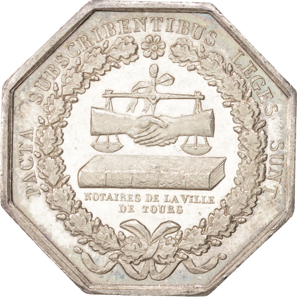 France, Token, Notary, Barre, AU(55-58), Silver, Lerouge:405