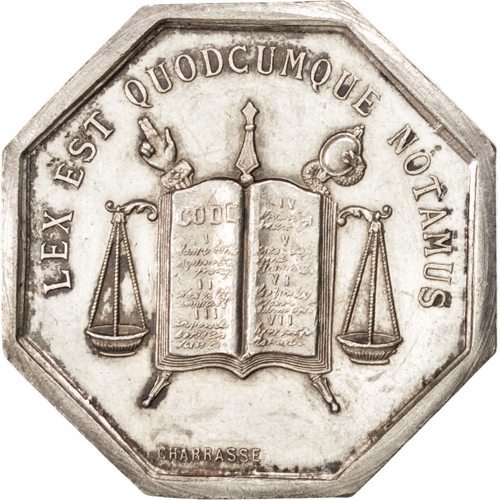 France, Token, Notary, Charrasse, AU(55-58), Silver, Lerouge:174