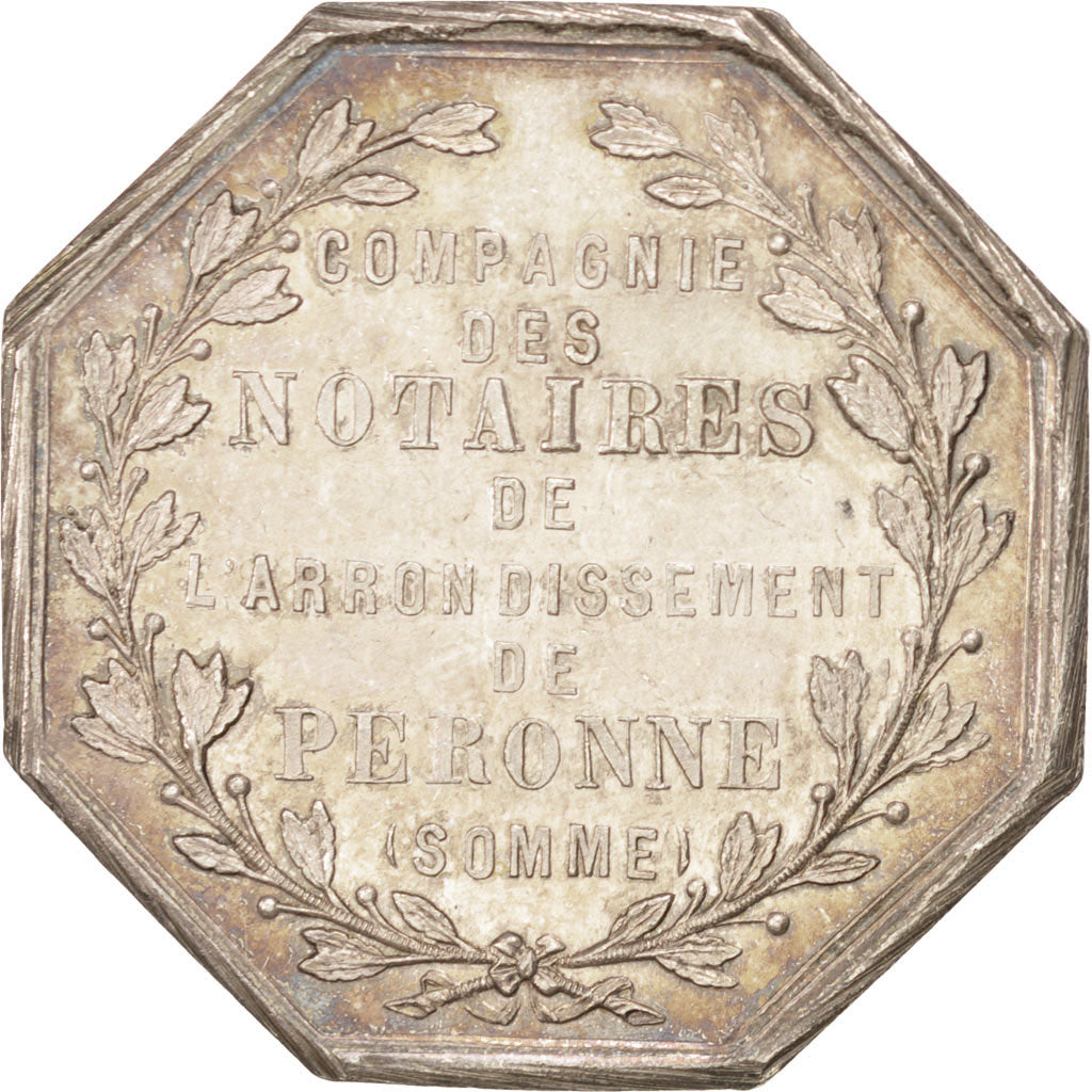France, Token, Notary, 1858, AU(55-58), Silver, Lerouge:326