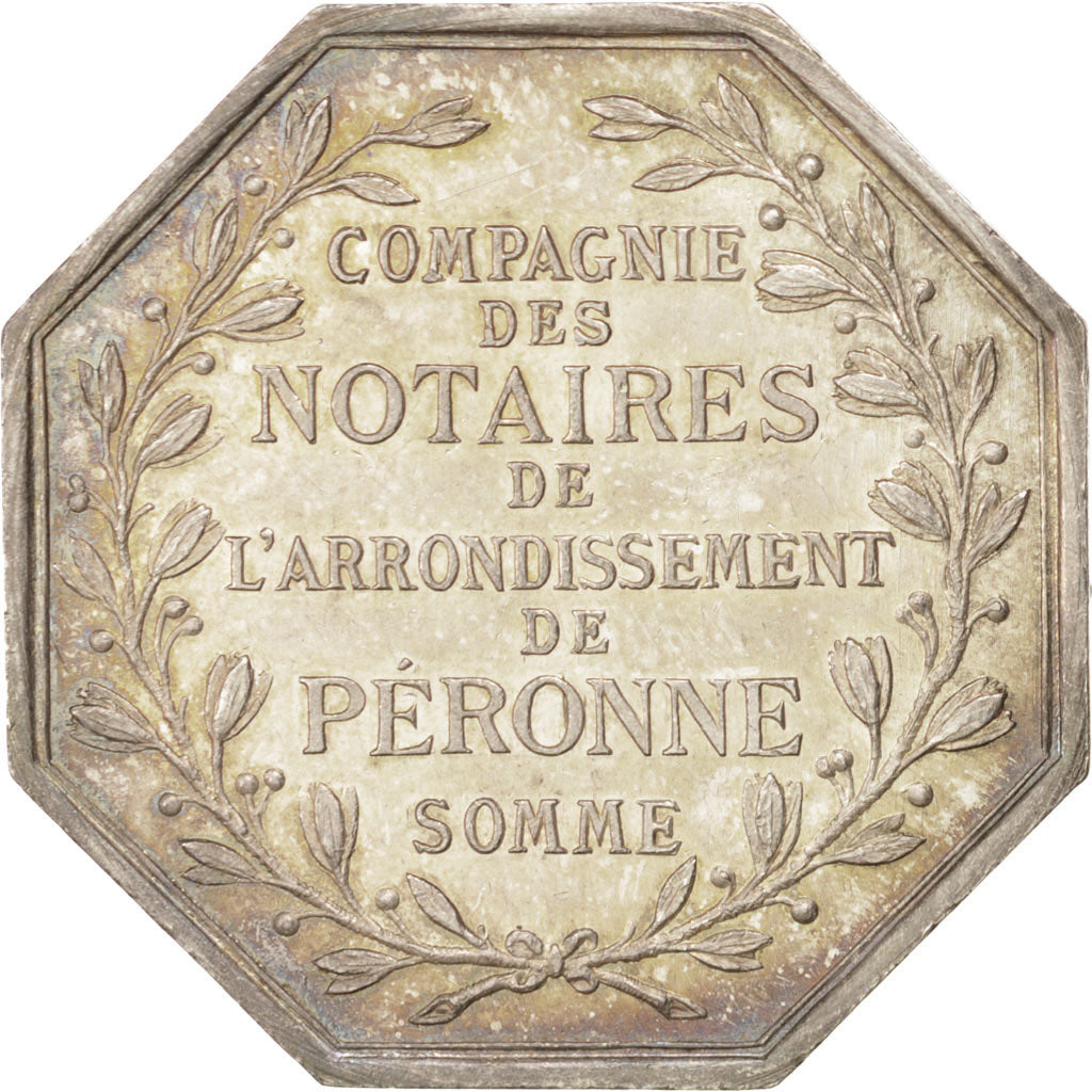 France, Token, Notary, 1858, AU(55-58), Silver, Lerouge:326