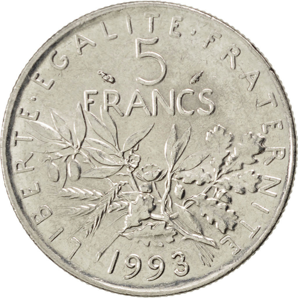 Coin, France, Semeuse, 5 Francs, 1993, MS(63), Nickel Clad Copper-Nickel
