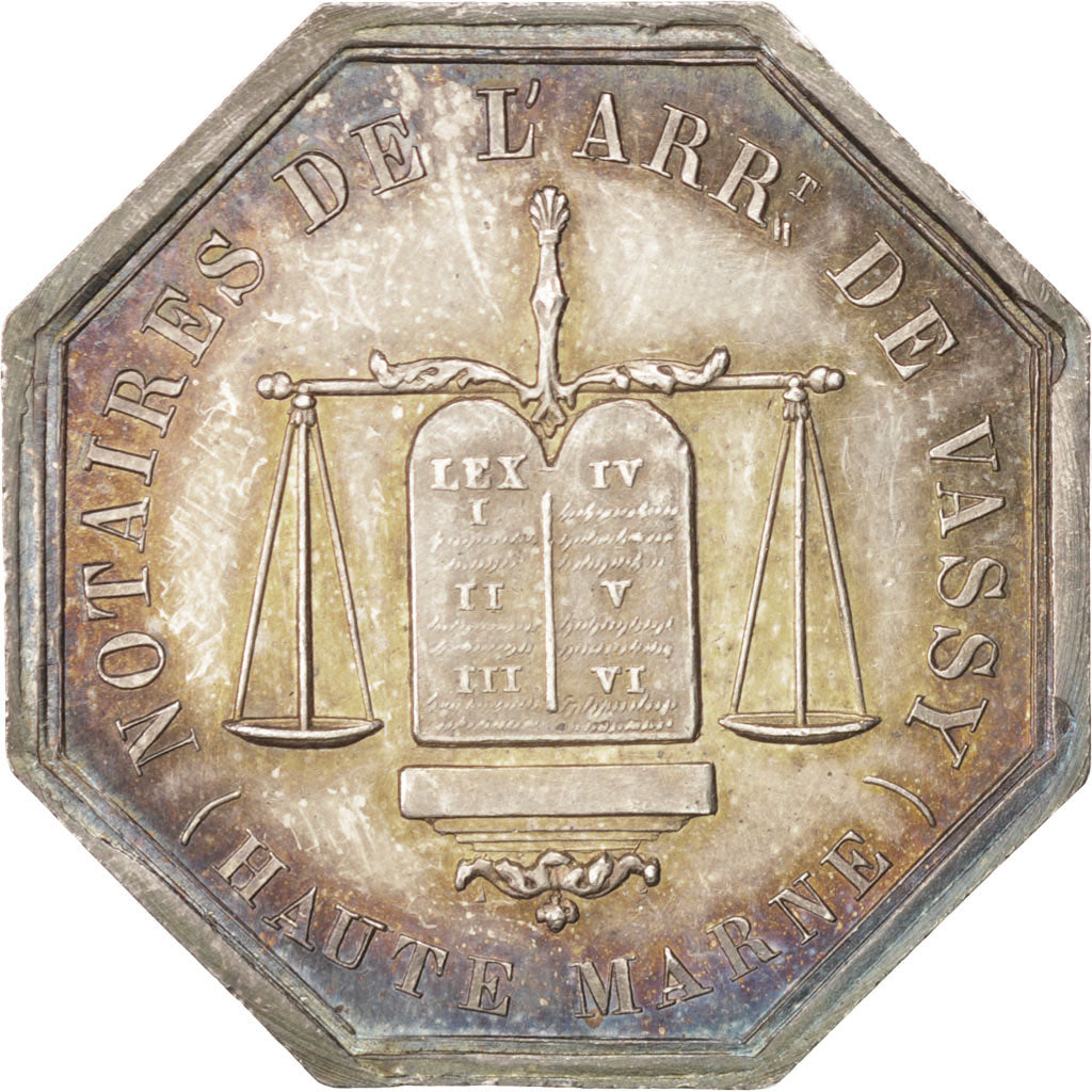 France, Token, Notary, 1851, MS(60-62), Silver, Lerouge:415