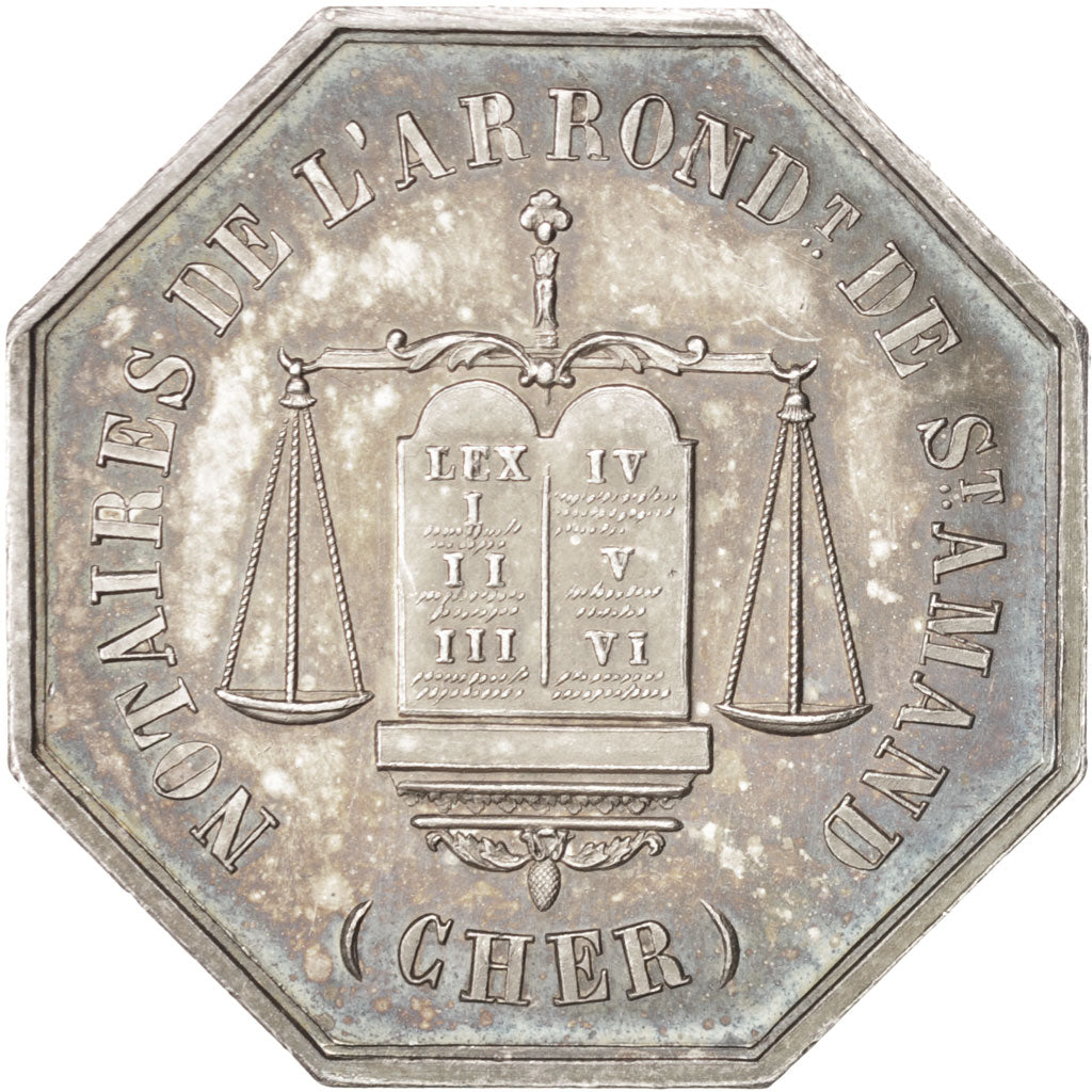 France, Token, Notary, MS(60-62), Silver, Lerouge:364
