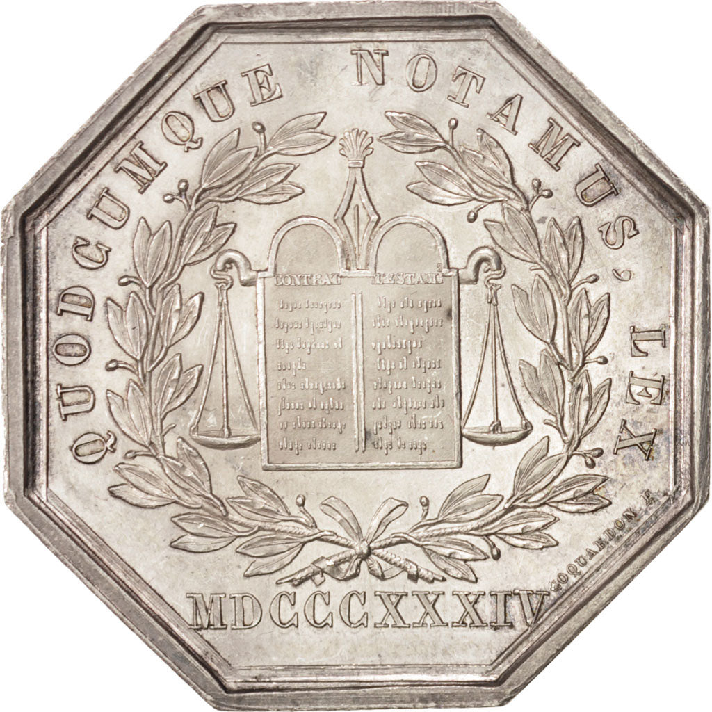 France, Token, Notary, MS(60-62), Silver, Lerouge:123