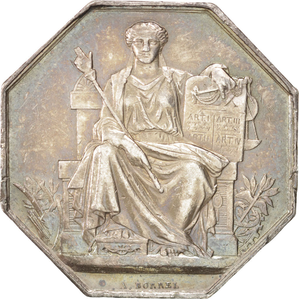 France, Token, Notary, Borrel, AU(50-53), Silver, Lerouge:139b