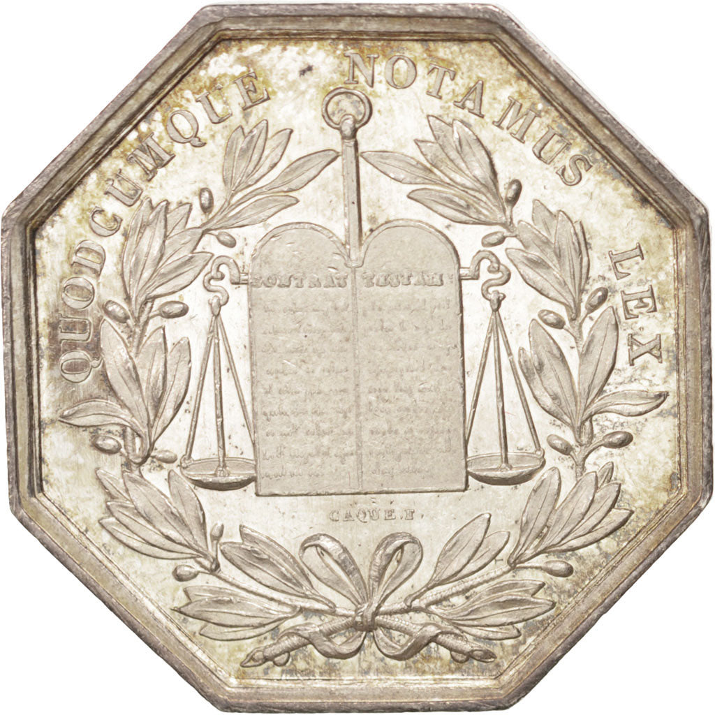 France, Token, Notary, Caqué, AU(50-53), Silver, Lerouge:201