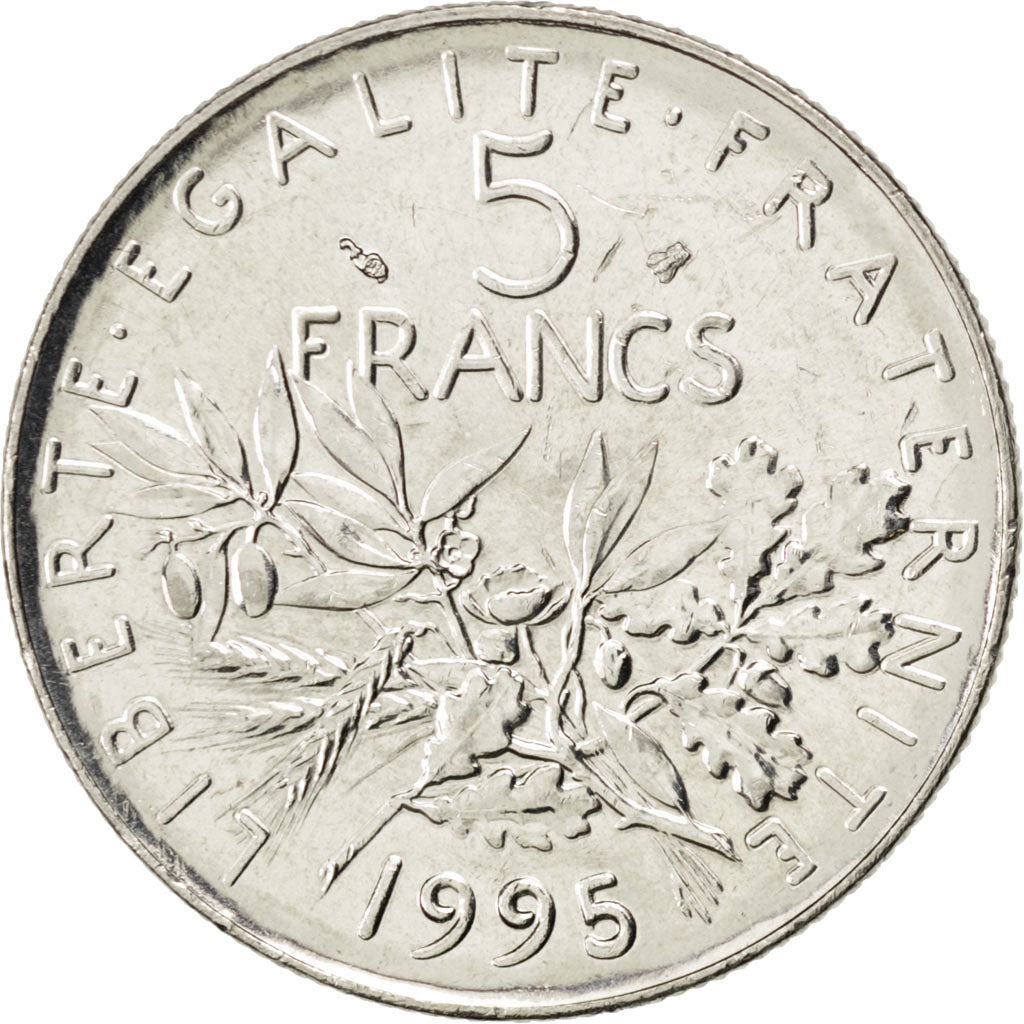 FRANCE, Semeuse, 5 Francs, 1995, Paris, KM #926a.1, MS(63), Nickel Clad...