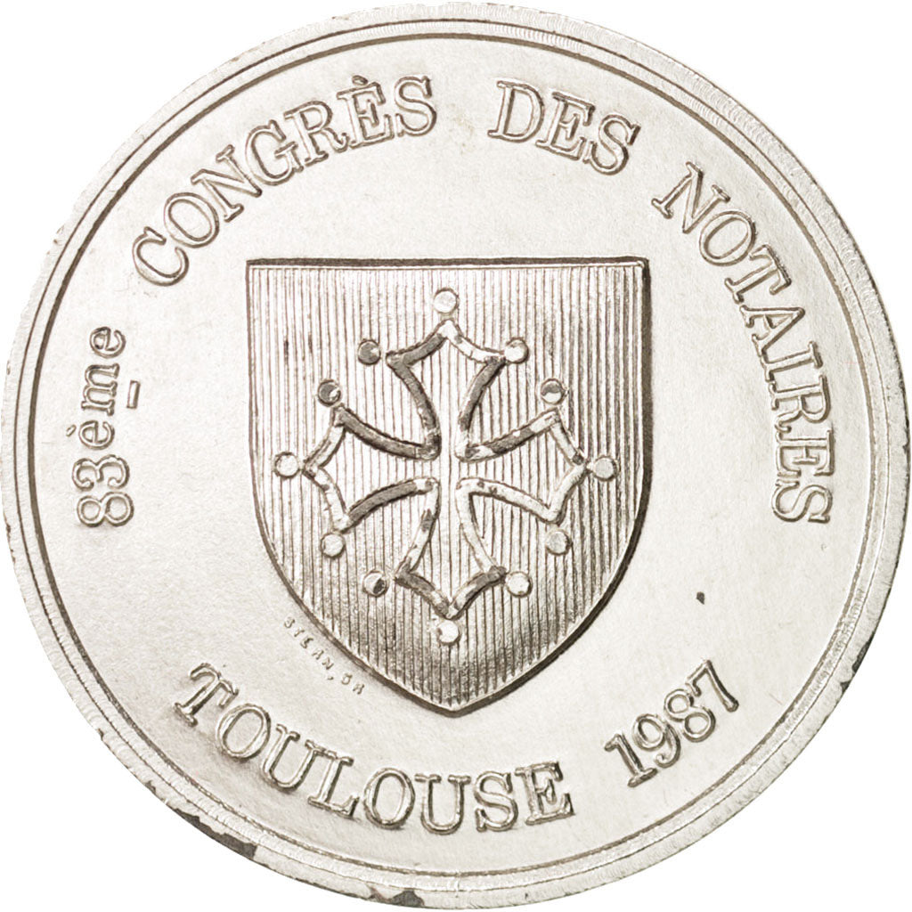 France, Notary, Token, 1987, AU(50-53), Bronze, 32, 15.10