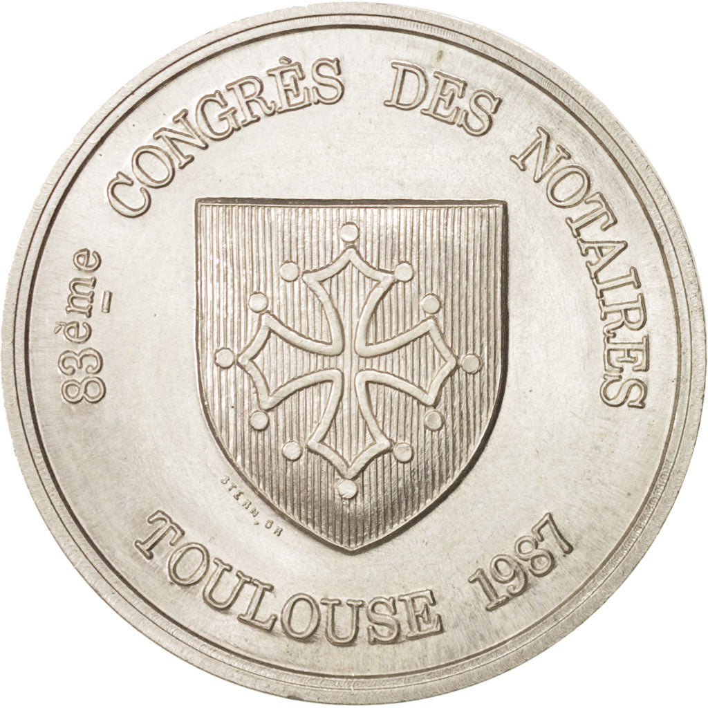 France, Notary, Token, 1987, MS(60-62), Silver, 32, 14.50