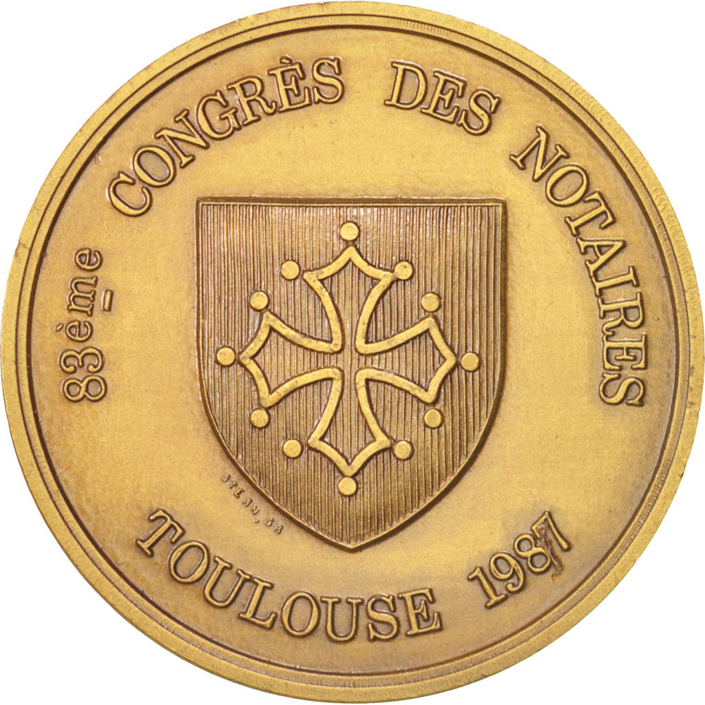 France, Notary, Token, 1987, AU(55-58), Bronze, 32, 14.50