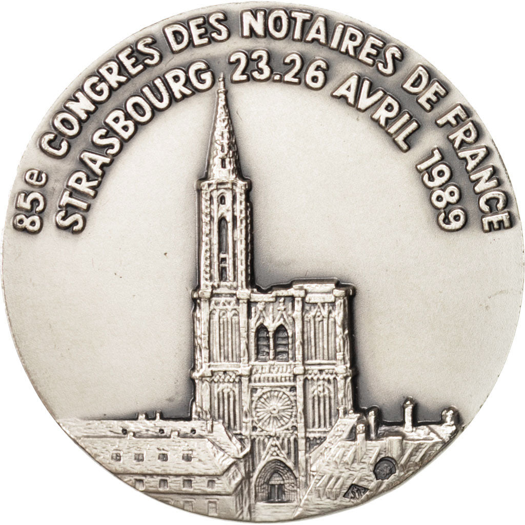 France, Notary, Token, 1989, AU(55-58), Silver, 32, 15.40