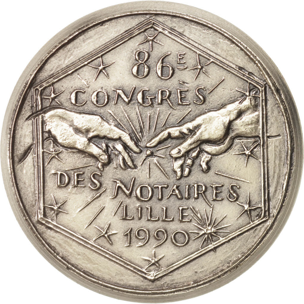 France, Notary, Token, 1990, AU(55-58), Silver, 36, 27.60