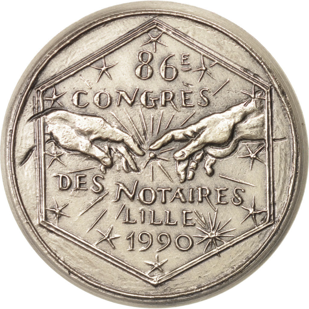 France, Notary, Token, 1990, AU(55-58), Silver, 36, 28.00