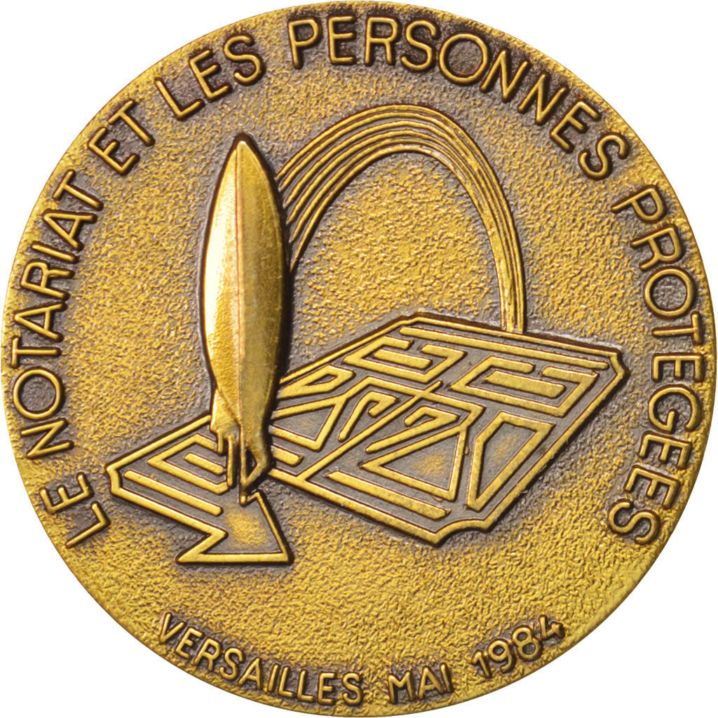 France, Notary, Token, 1984, AU(55-58), Bronze, 32, 14.50