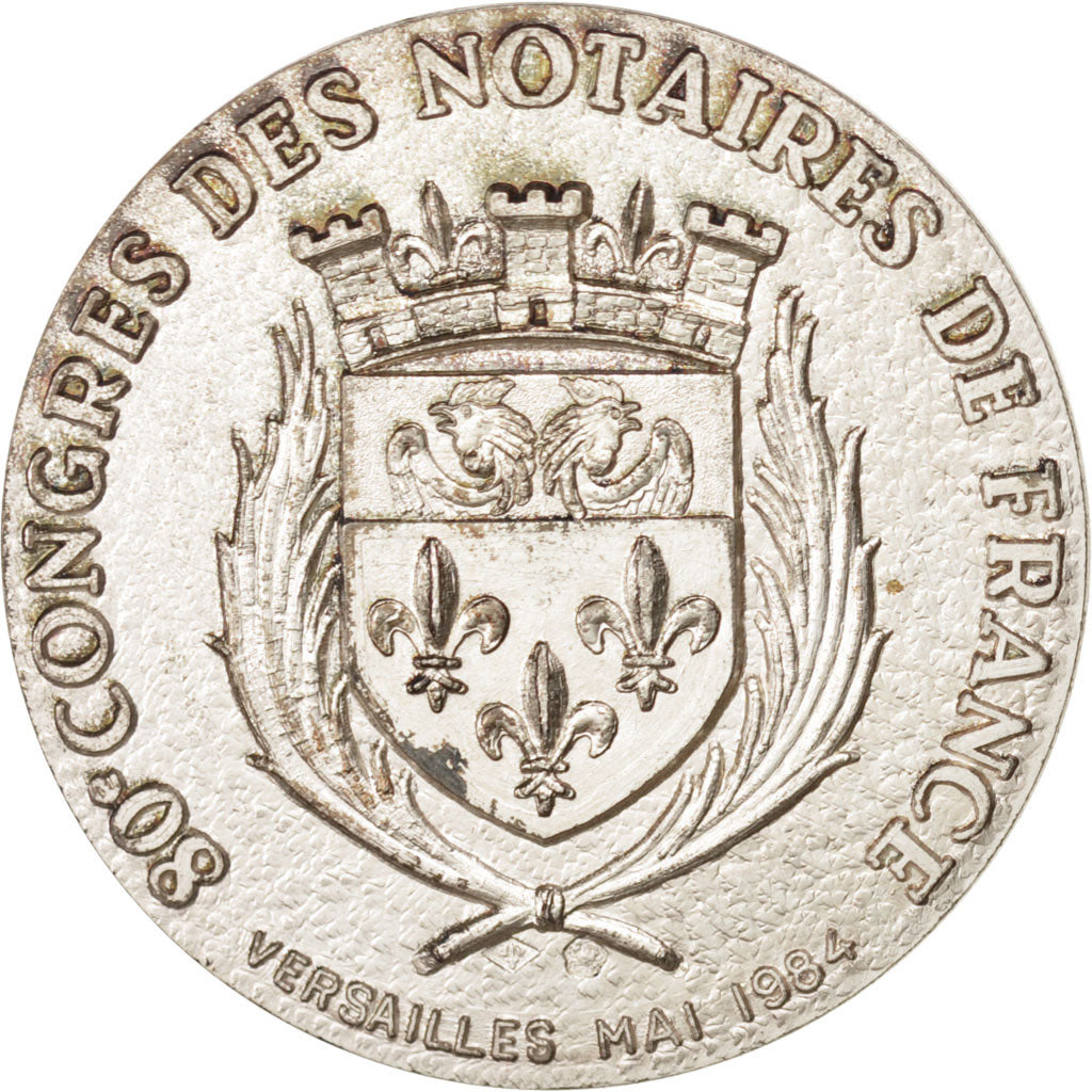 France, Notary, Token, 1984, AU(50-53), Silver, 32, 15.00