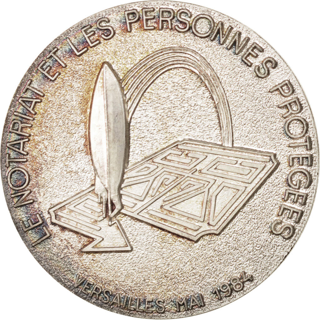 France, Notary, Token, 1984, AU(50-53), Silver, 32, 15.00