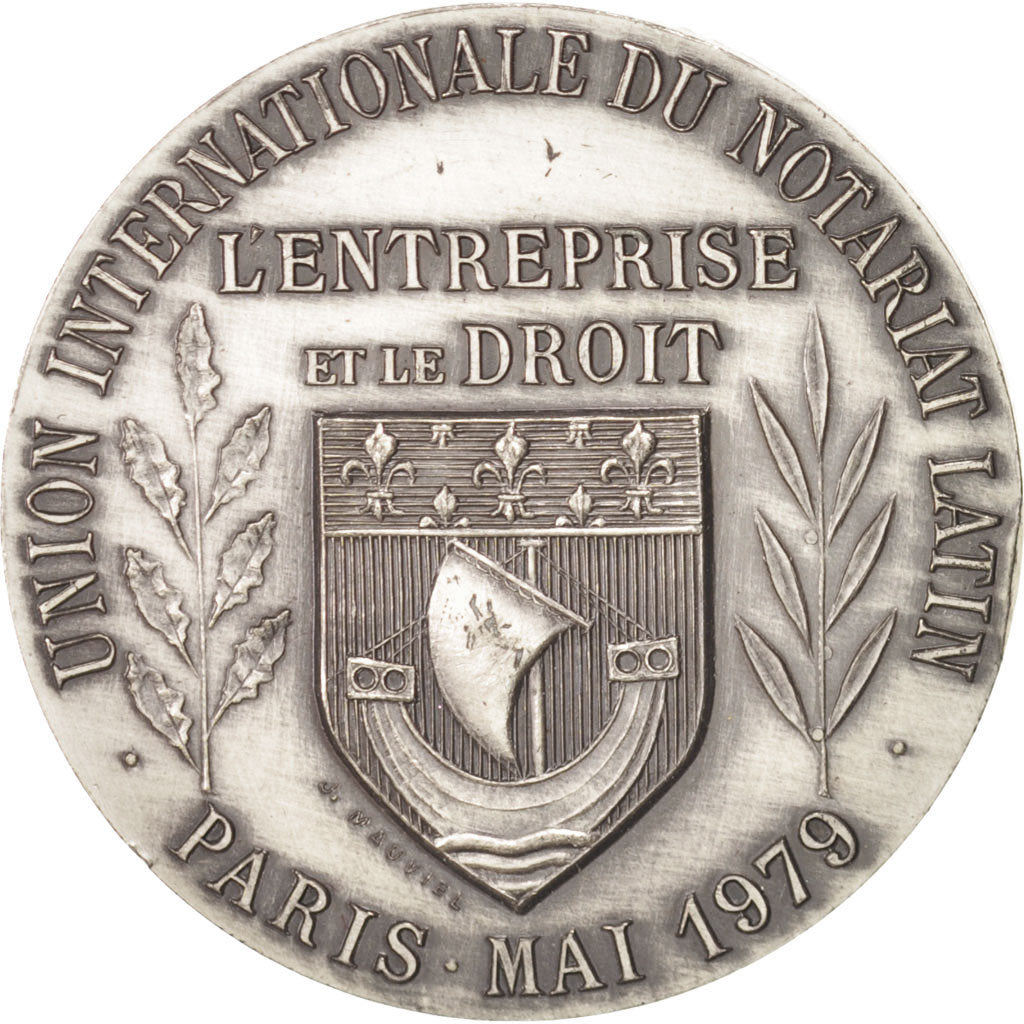 France, Notary, Token, 1979, AU(50-53), Silver, 32, 18.00