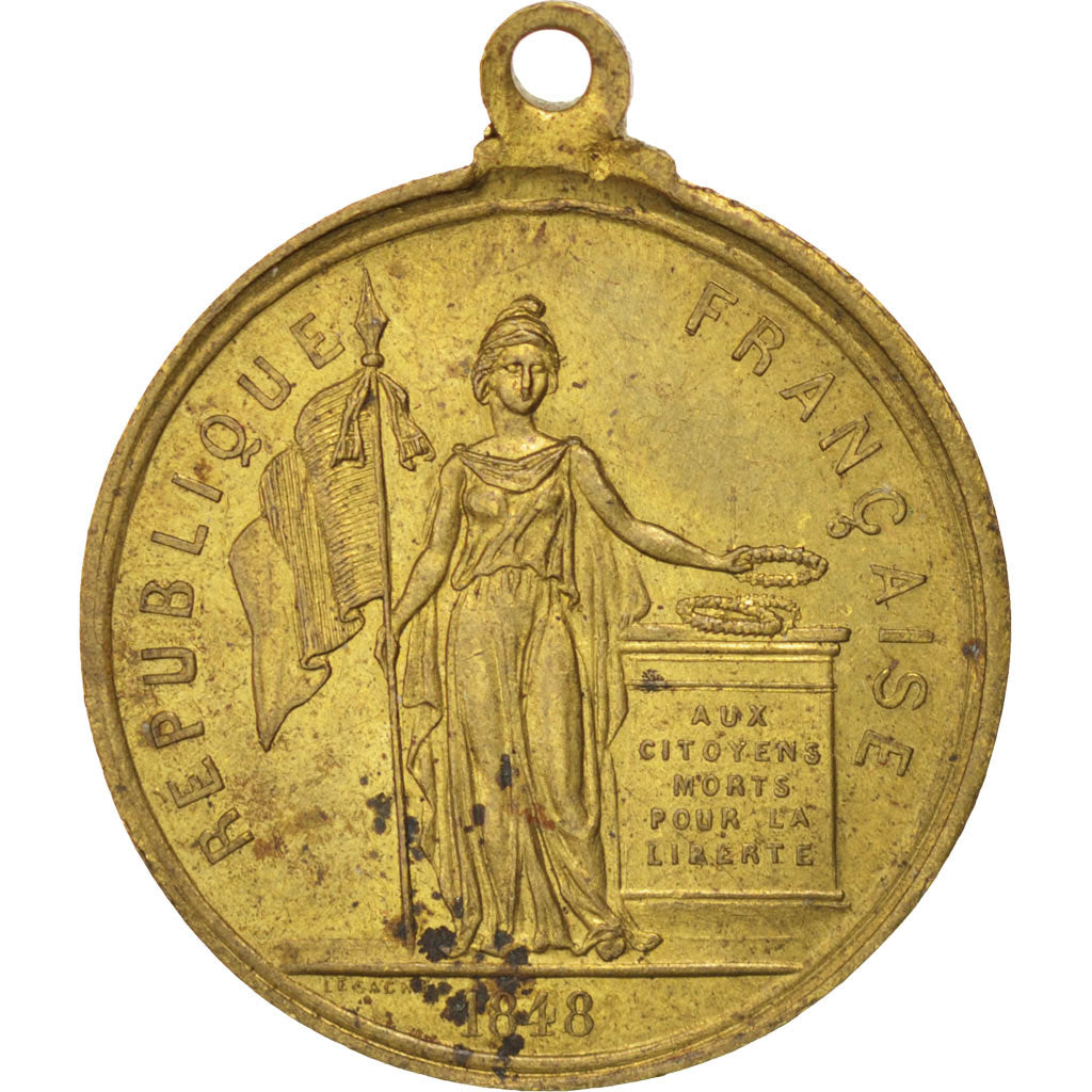 France, Medal, French Second Republic, 1848, AU(50-53), Copper