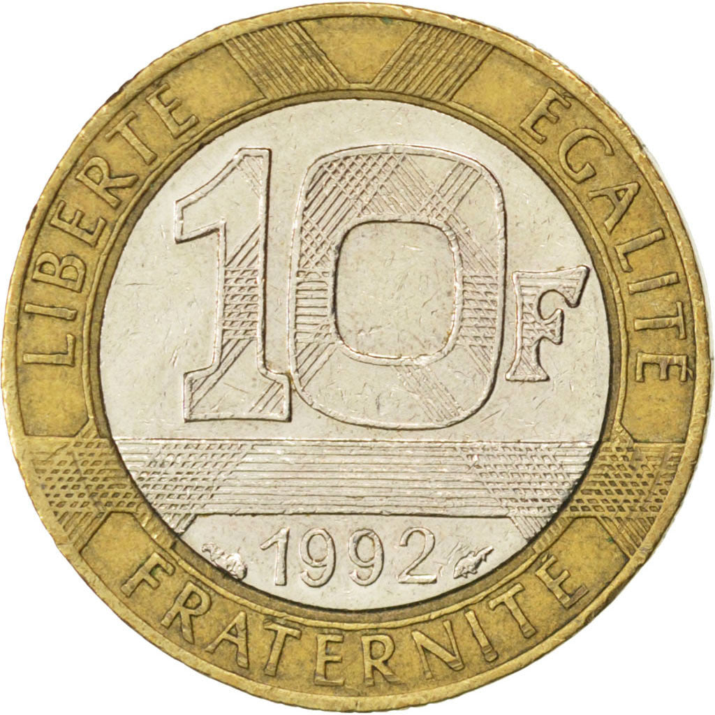 Francia, Génie, 10 Francs, 1992, BB, Bi-metallico, KM:964.1, Gadoury:827
