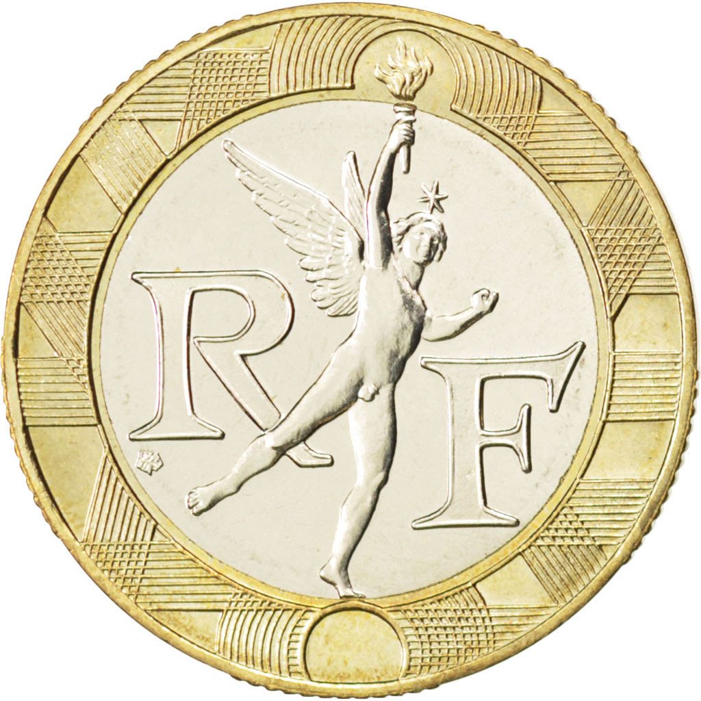 FRANCE, Génie, 10 Francs, 1988, KM #964.1, MS(63), Bi-Metallic, 23, Gadoury #827
