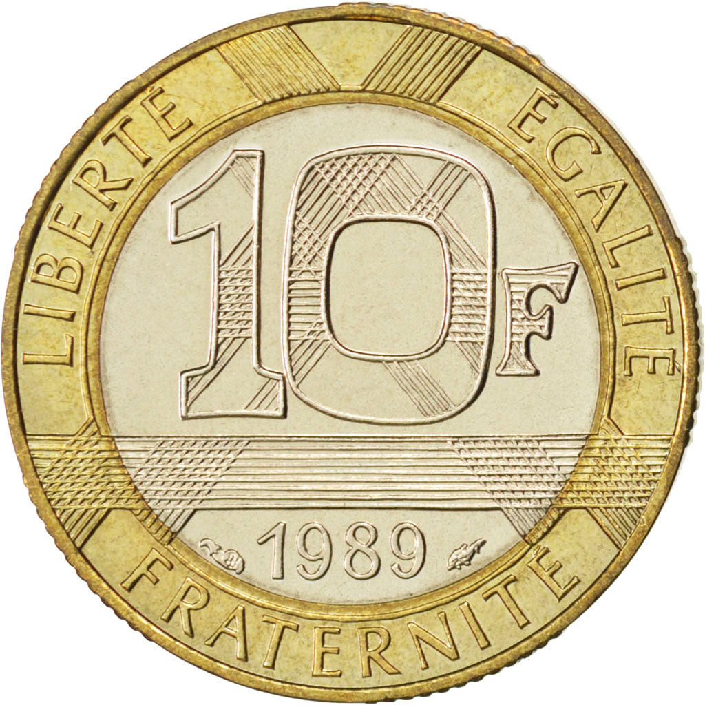 FRANCE, Génie, 10 Francs, 1989, KM #964.1, MS(63), Bi-Metallic, 23, Gadoury #827