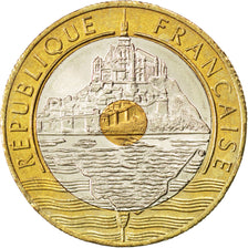 Coin, France, Mont Saint Michel, 20 Francs, 1993, MS(63), Tri-Metallic