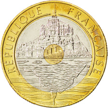 FRANCE, Mont Saint Michel, 20 Francs, 1992, KM #1008.2b, MS(63), Tri-Metallic,..