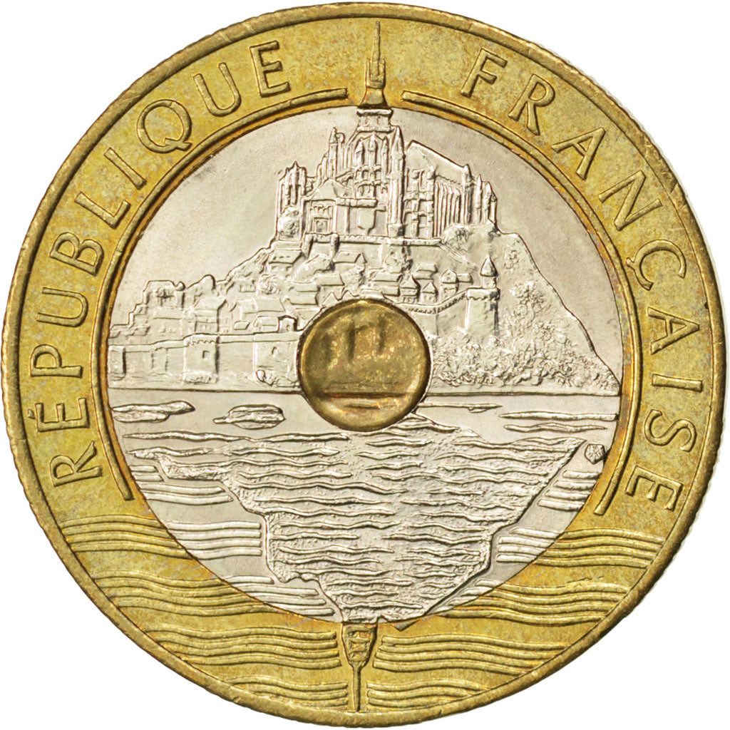 FRANCE, Mont Saint Michel, 20 Francs, 1994, KM #1008.2, AU(55-58),...