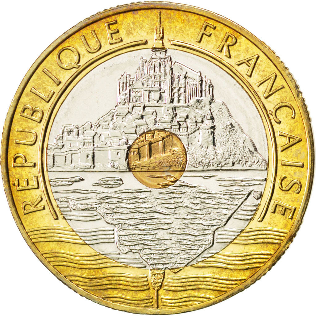 FRANCE, Mont Saint Michel, 20 Francs, 1995, KM #1008.2, MS(63), Tri-Metallic,...