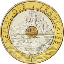 Coin, France, Mont Saint Michel, 20 Francs, 1998, MS(63), Tri-Metallic
